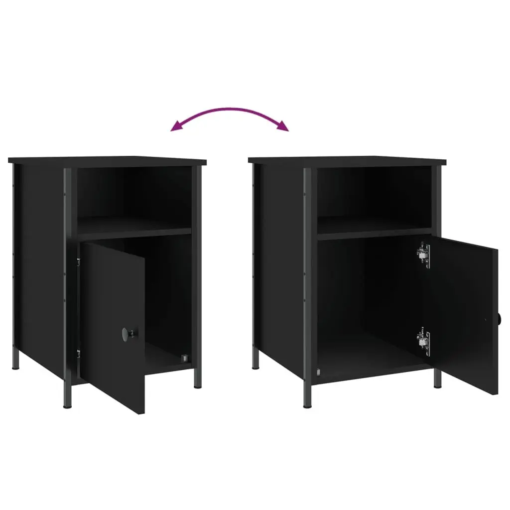 Black Bedside Cabinet 40x42x60 cm with Storage