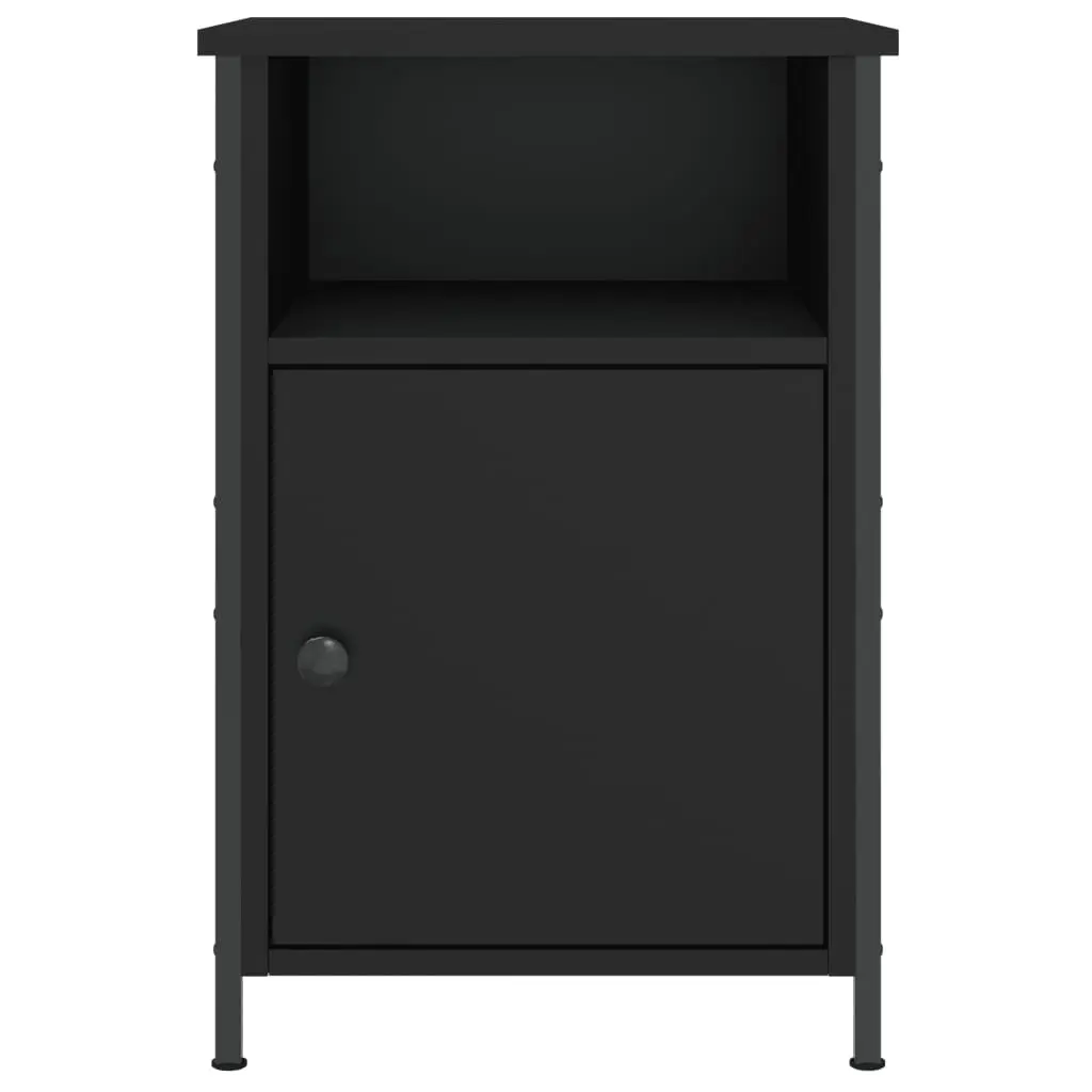 Black Engineered Wood Bedside Cabinets, 2 pcs