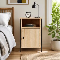 Brown Engineered Wood Nightstand with Ample Storage