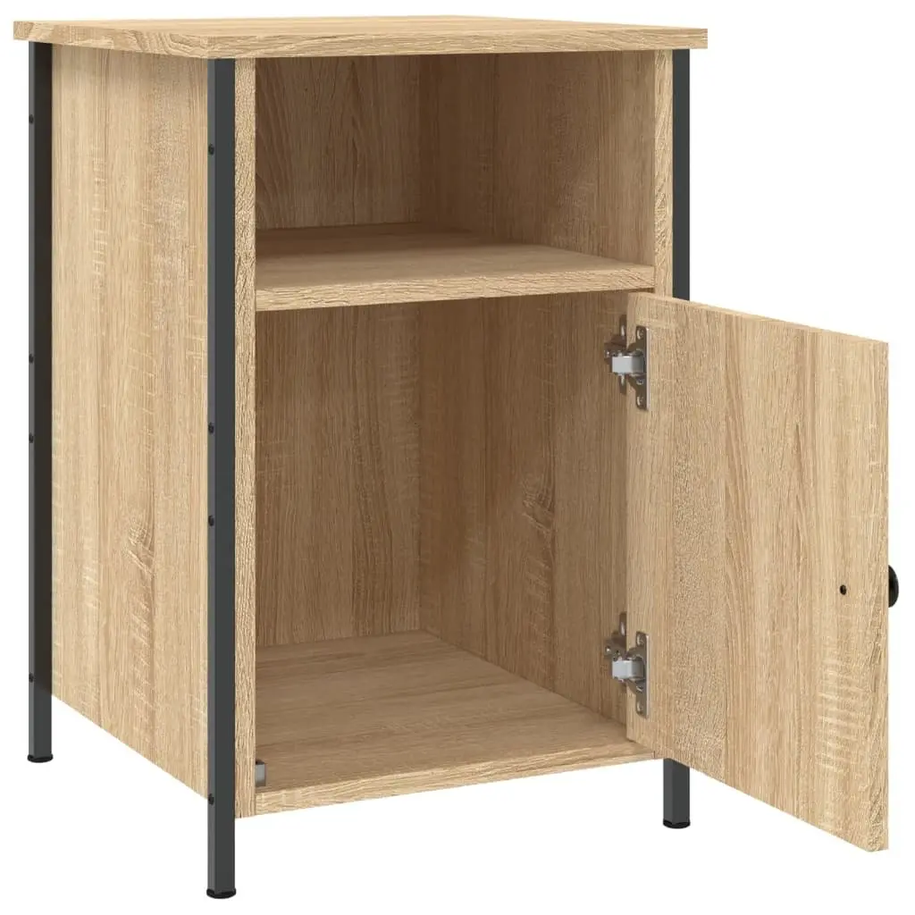 Brown Engineered Wood Nightstand with Ample Storage