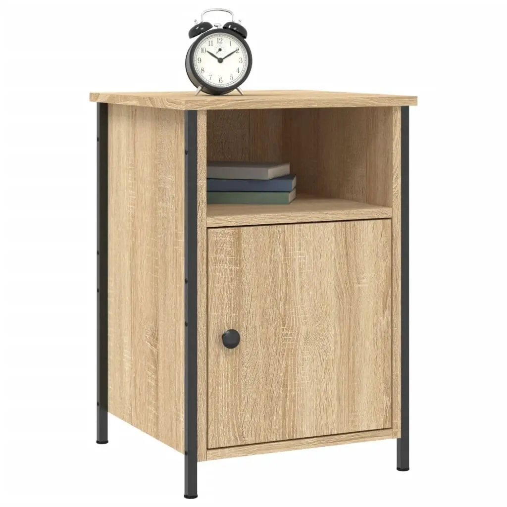 Brown Engineered Wood Nightstand with Ample Storage