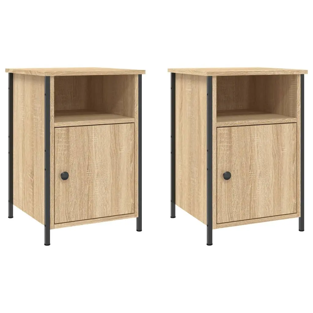 Bedside Cabinets Engineered Wood Brown 40W x 42D x 60H cm Set of 2
