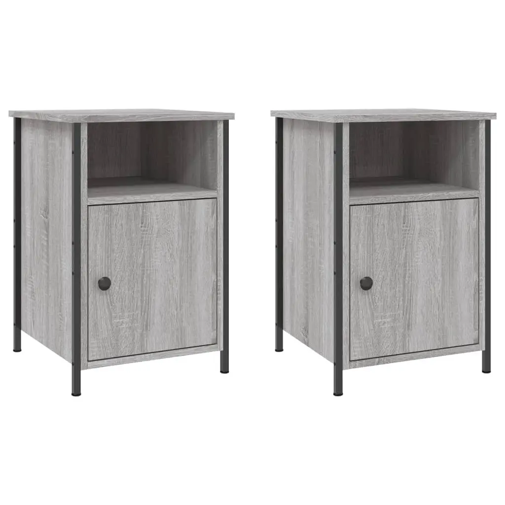 Grey Sonoma Nightstand Storage Cabinets 2 pcs 40x42x60cm