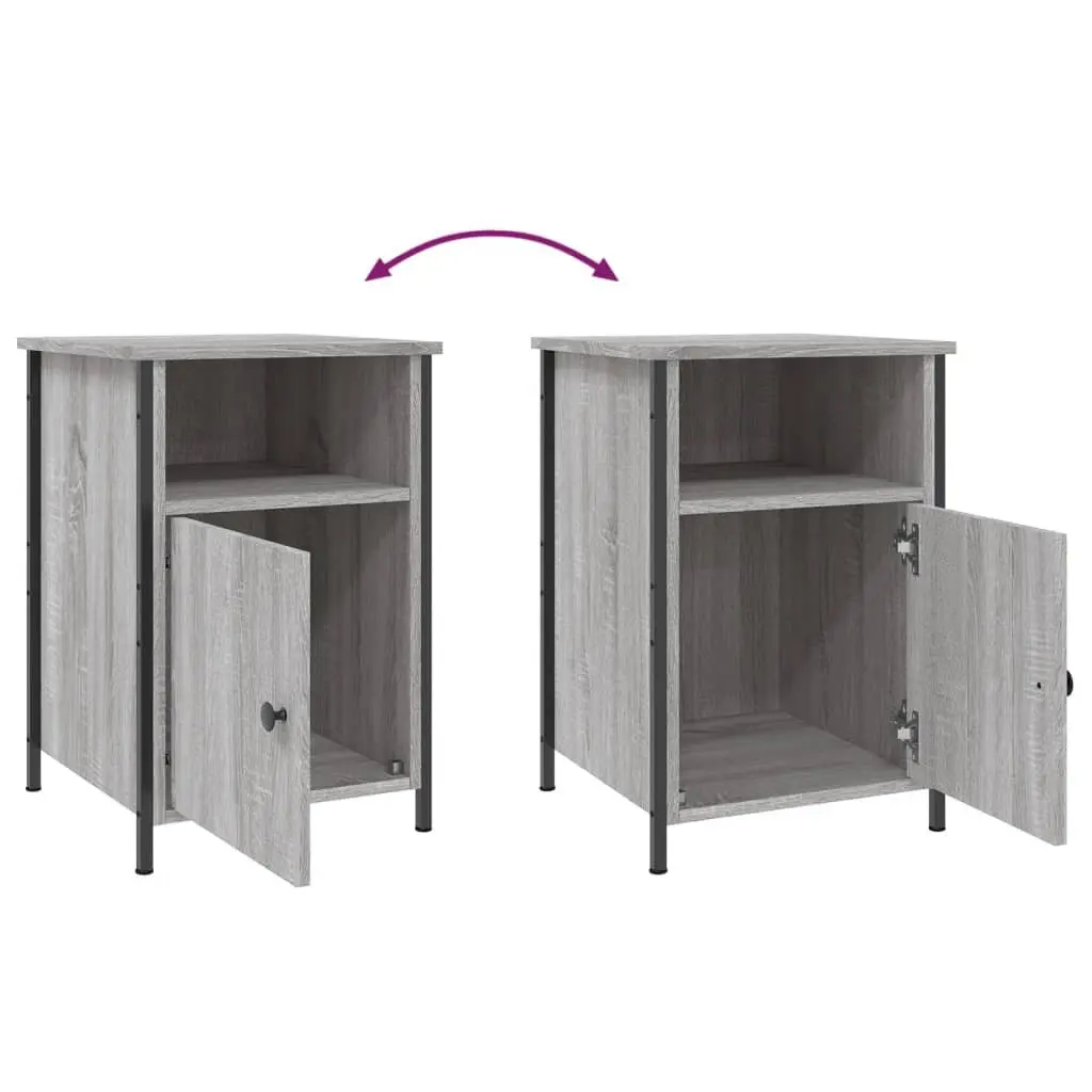 Grey Sonoma Nightstand Storage Cabinets 2 pcs 40x42x60cm
