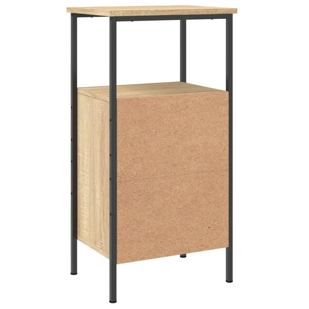 Bedside Cabinets Engineered Wood Iron Frame 41x31x80 cm Brown 2 Piece