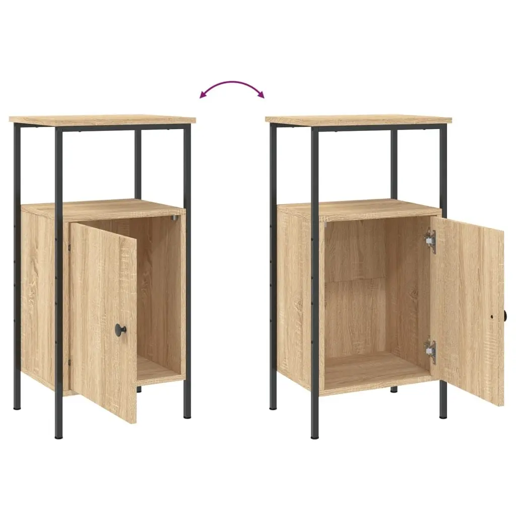 Bedside Cabinets Engineered Wood Iron Frame 41x31x80 cm Brown 2 Piece