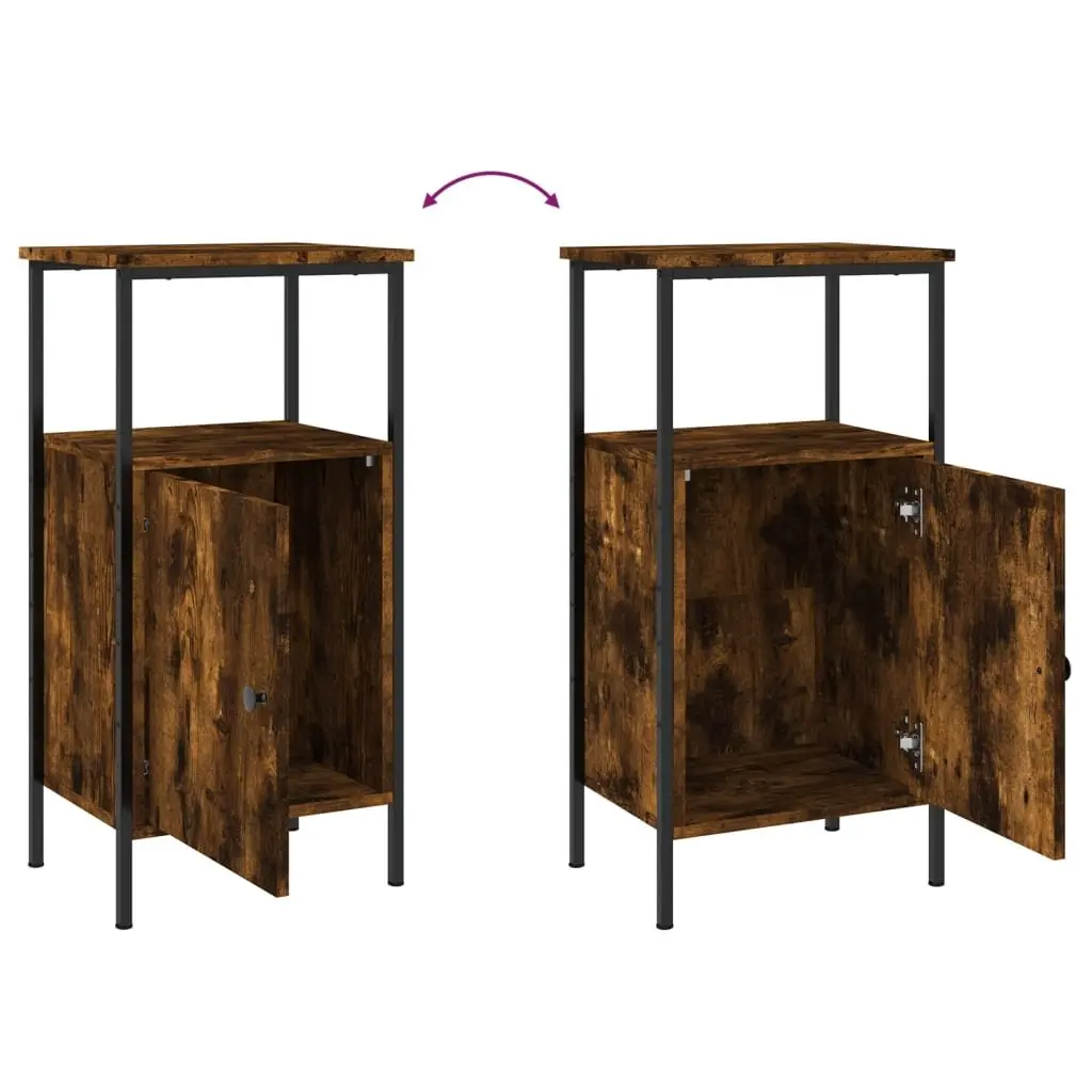 Bedside Cabinets 2 pcs Brown Industrial Smoked Oak Engineered Wood Side Table