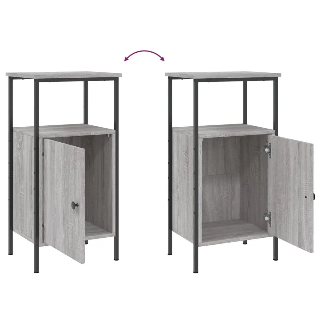 Bedside Cabinets 2 pcs Grey Sonoma Industrial Nightstand Storage Bedroom