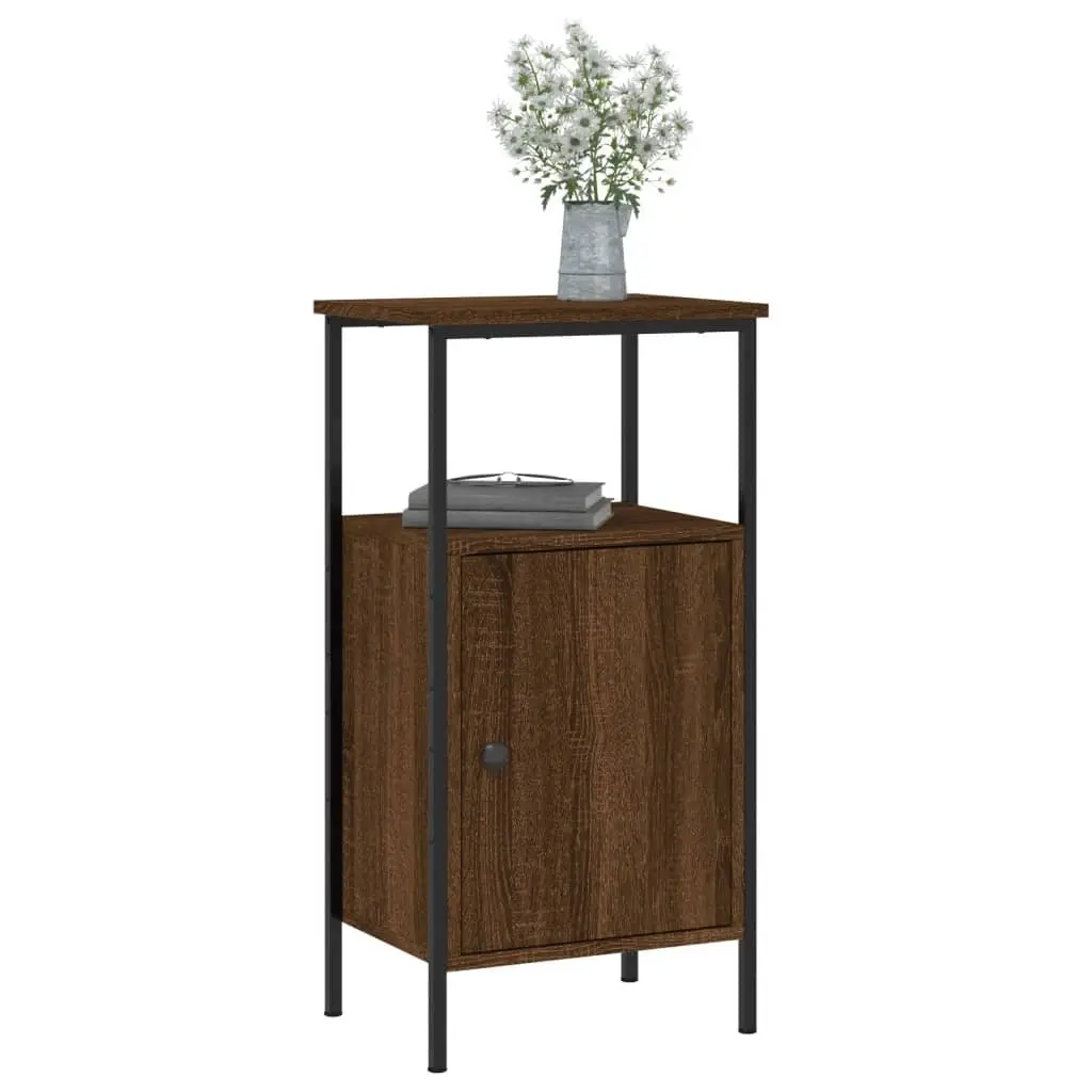 Industrial Bedside Cabinets Set in Brown Oak