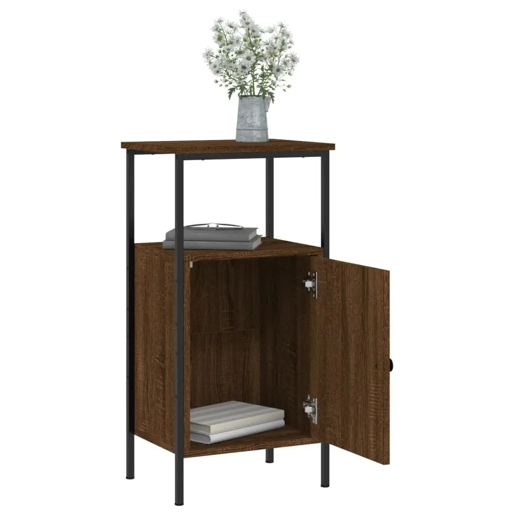 Industrial Bedside Cabinets Set in Brown Oak