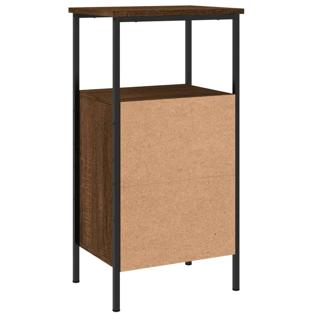 Industrial Bedside Cabinets Set in Brown Oak