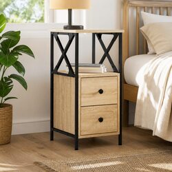 Brown Bedside Cabinet 34x35.5x70cm Engineered Wood