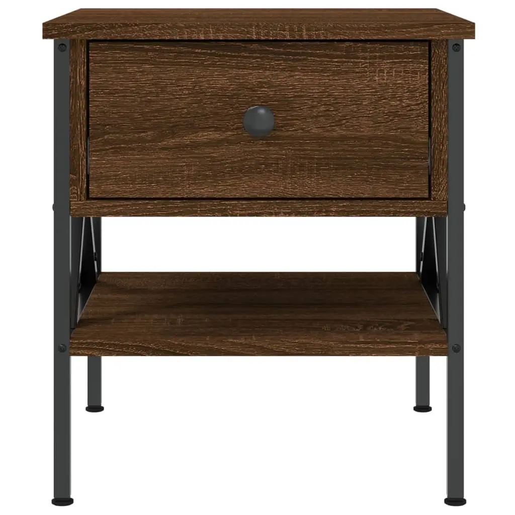 Bedside Tables 2 pcs Brown Oak Industrial Style Engineered Wood Nightstands
