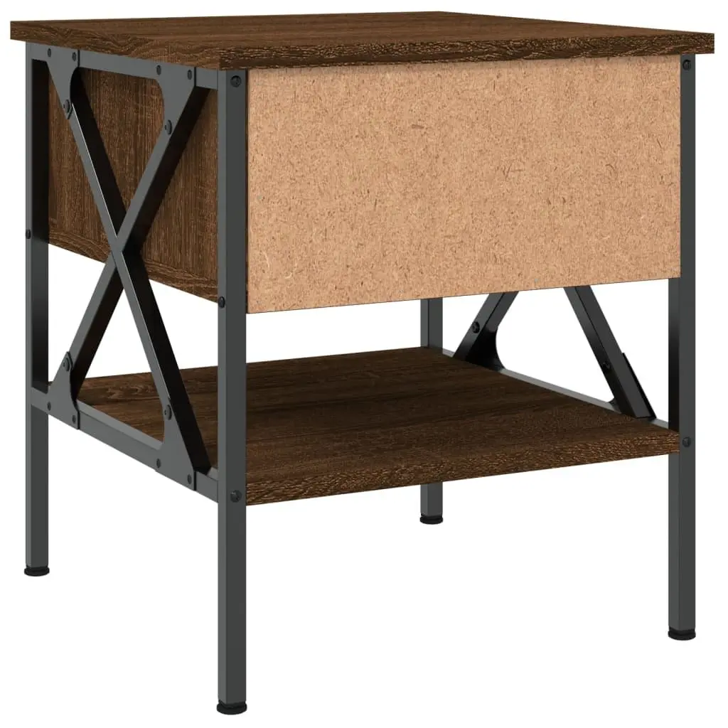 Bedside Tables 2 pcs Brown Oak Industrial Style Engineered Wood Nightstands