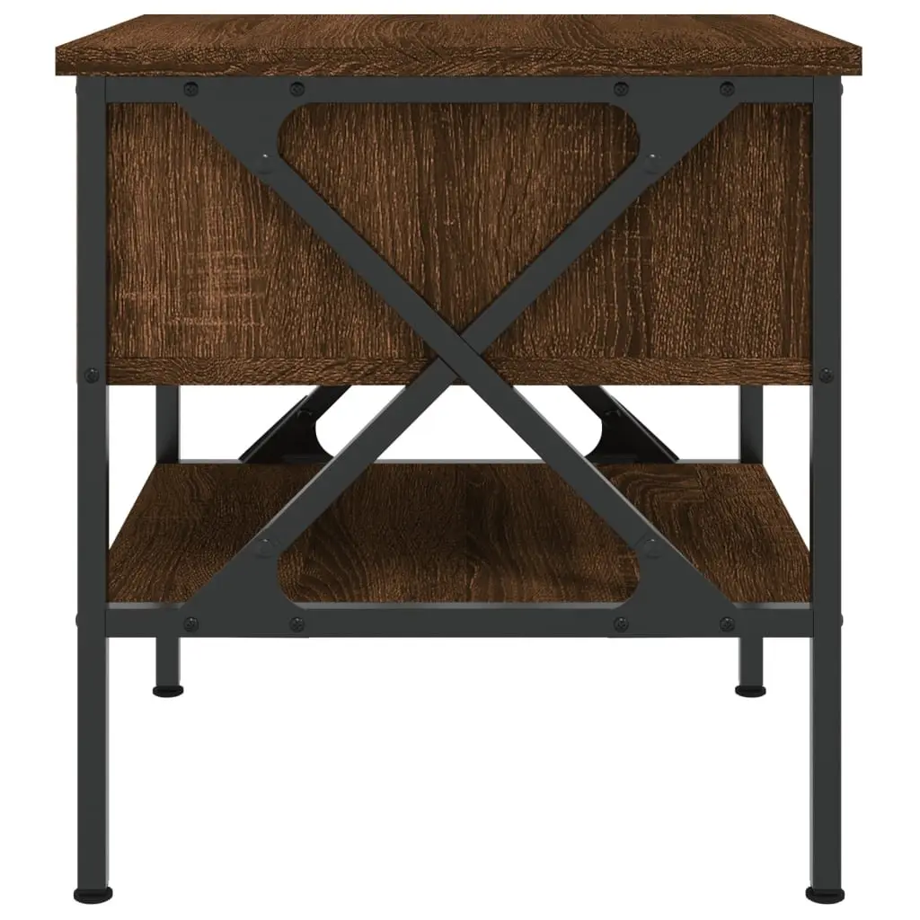 Bedside Tables 2 pcs Brown Oak Industrial Style Engineered Wood Nightstands