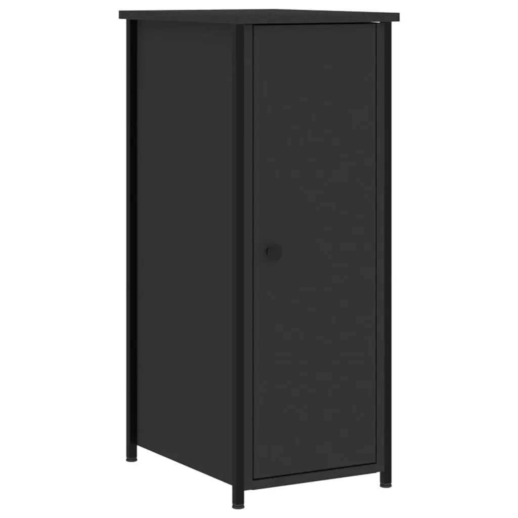 Bedside Cabinets Engineered Wood Iron Frame Black 32x42x80 cm 2 Piece