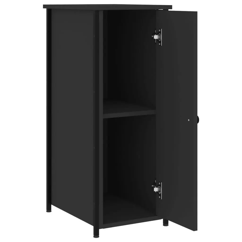 Bedside Cabinets Engineered Wood Iron Frame Black 32x42x80 cm 2 Piece