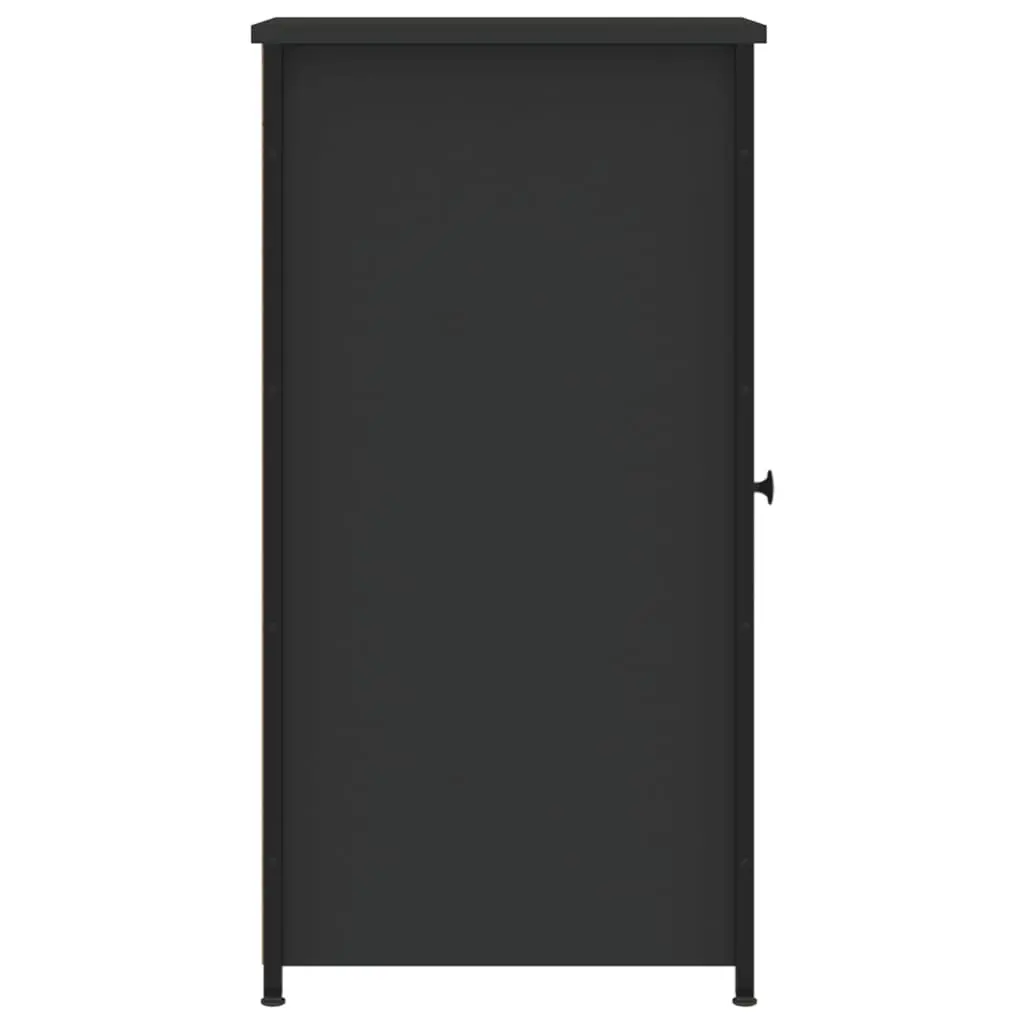 Bedside Cabinets Engineered Wood Iron Frame Black 32x42x80 cm 2 Piece