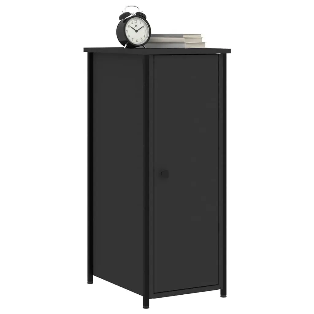 Bedside Cabinets Engineered Wood Iron Frame Black 32x42x80 cm 2 Piece