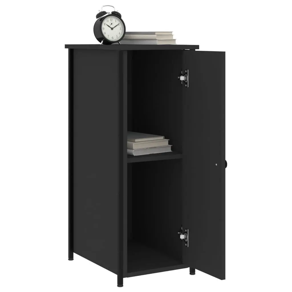 Bedside Cabinets Engineered Wood Iron Frame Black 32x42x80 cm 2 Piece