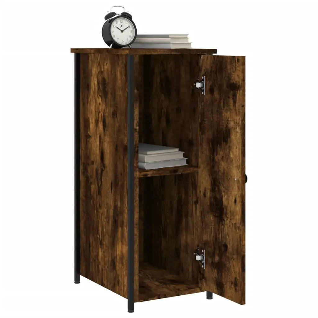 Bedside Cabinets Engineered Wood Iron Frame 32x42x80 cm Brown 2 Piece Industrial Style Nightstand Storage