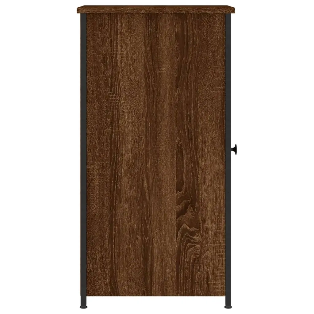 Bedside Cabinet Brown Oak 32x42x80cm Engineered Wood Industrial Style Storage