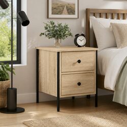 Industrial Style Bedside Cabinet with Durable Storage