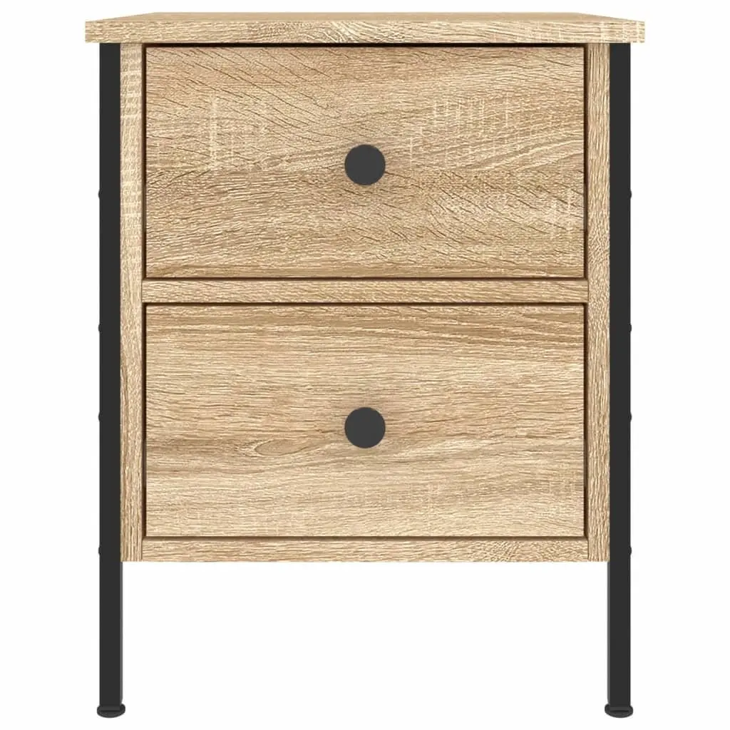 Bedside Cabinets 2 pcs Brown Engineered Wood Side Table with Drawers Storage