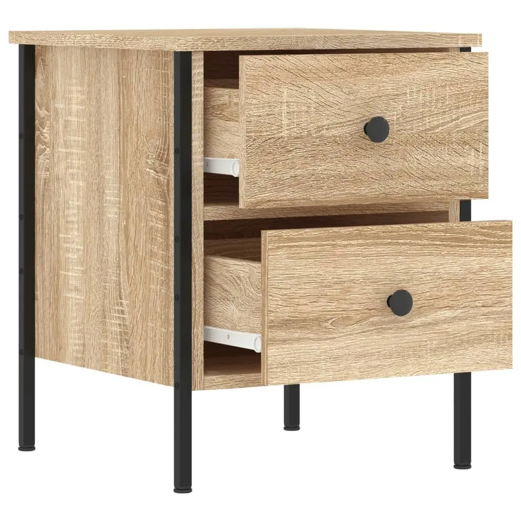 Bedside Cabinets 2 pcs Brown Engineered Wood Side Table with Drawers Storage