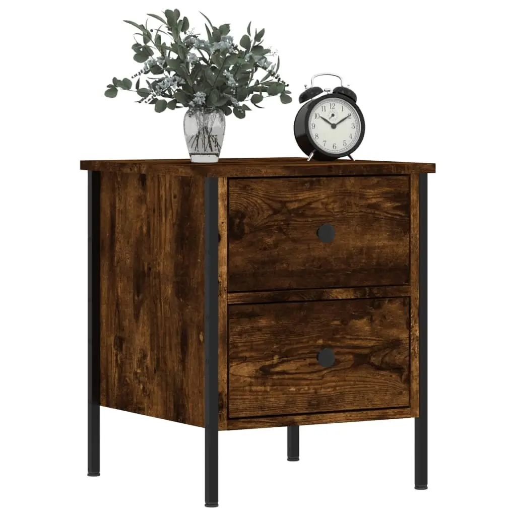 Brown Engineered Wood Bedside Cabinets with 2 Drawers