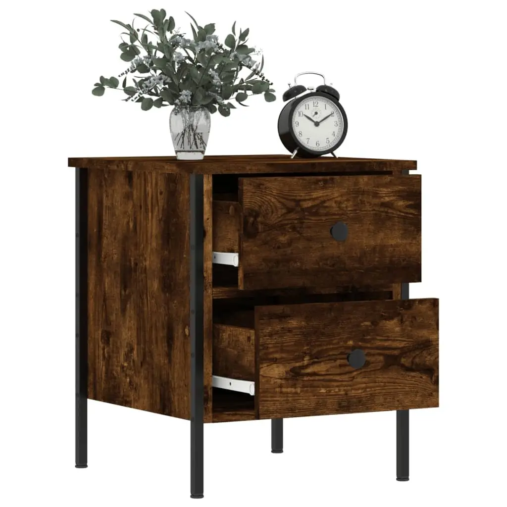 Brown Engineered Wood Bedside Cabinets with 2 Drawers