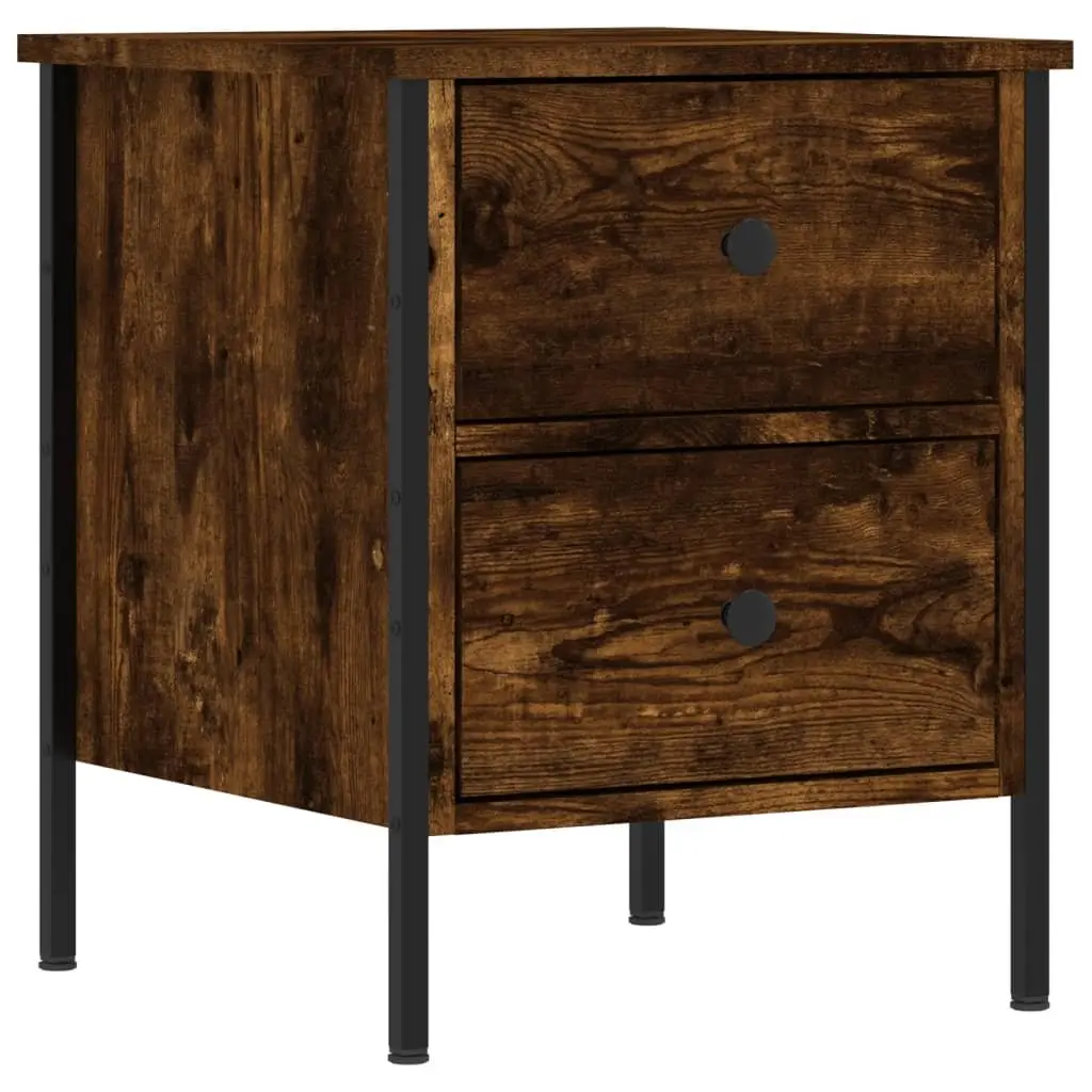 Brown Engineered Wood Bedside Cabinets with 2 Drawers