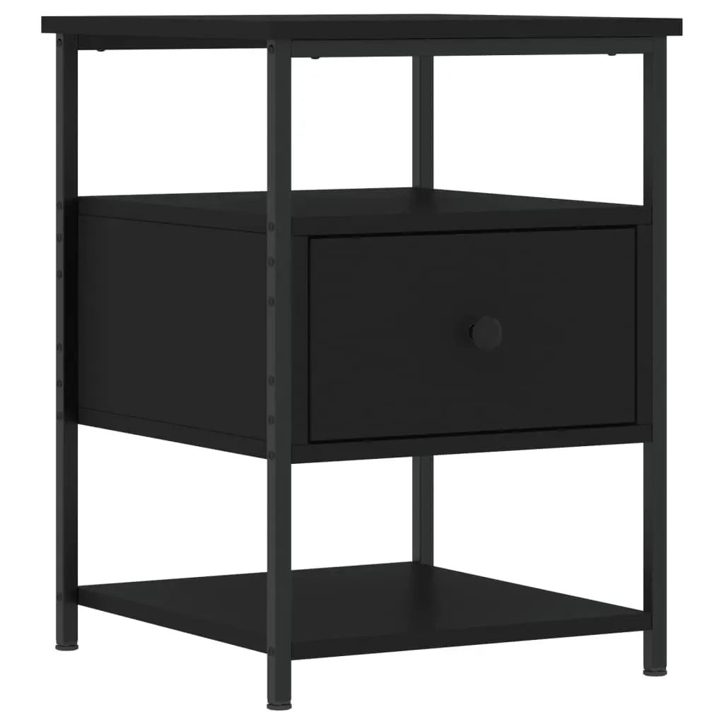 Black Bedside Cabinet with Ample Storage