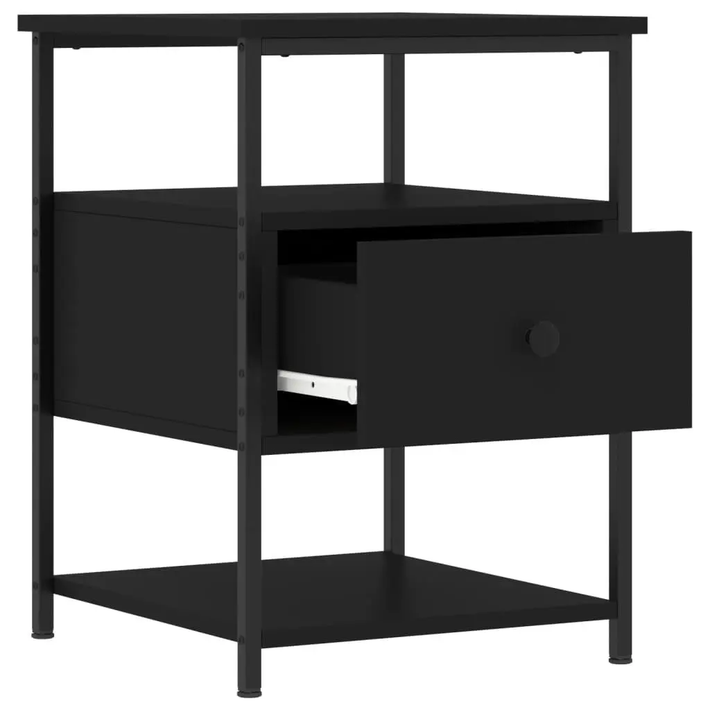 Black Bedside Cabinet with Ample Storage