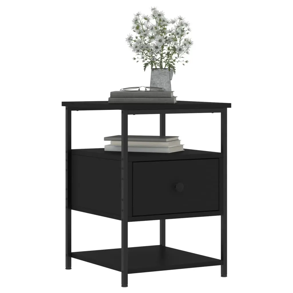 Black Bedside Cabinet with Ample Storage