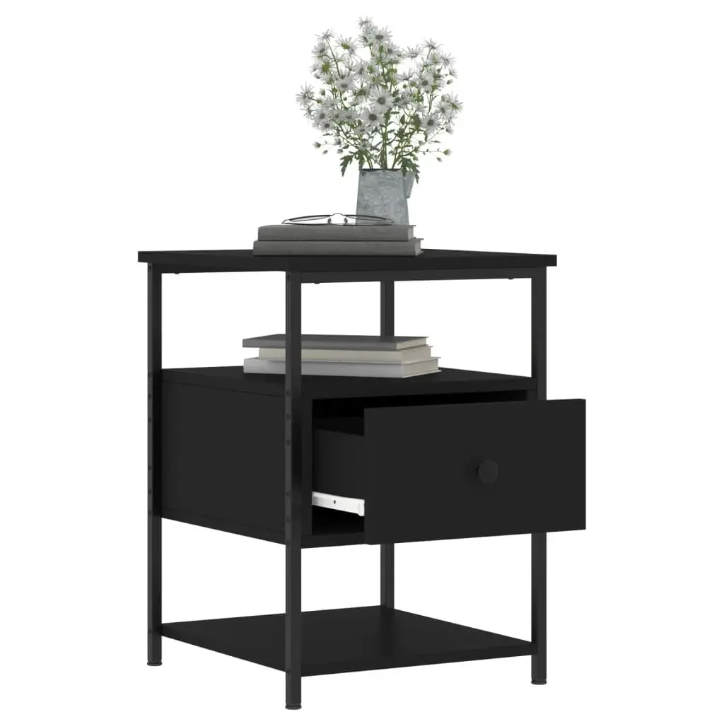 Black Bedside Cabinet with Ample Storage