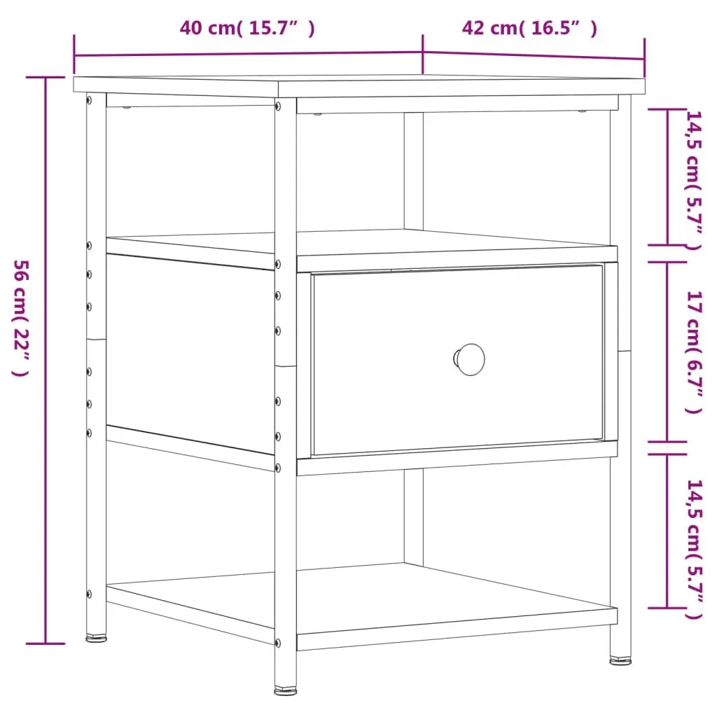 Grey Bedside Cabinets Set of 2 for Storage