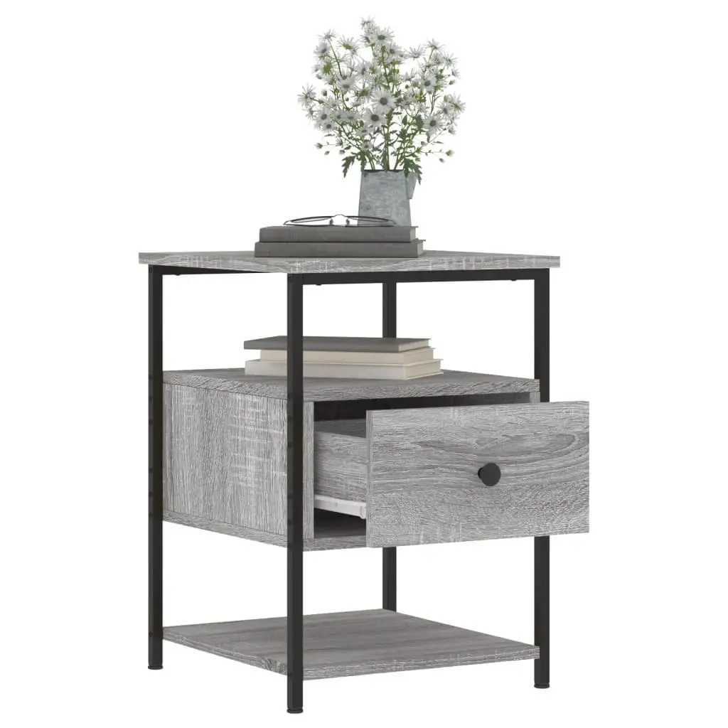 Grey Bedside Cabinets Set of 2 for Storage