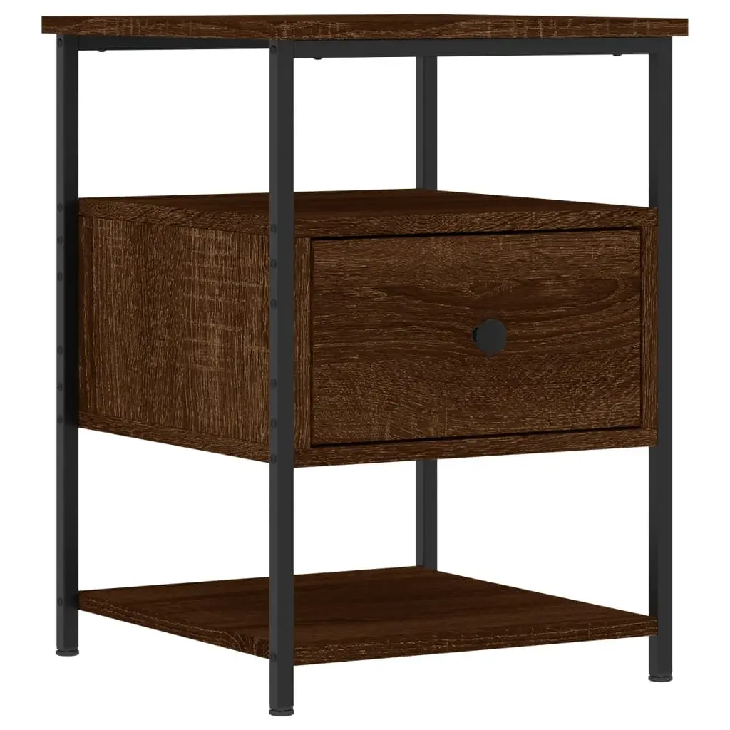 Brown Oak Bedside Cabinets, Set of 2