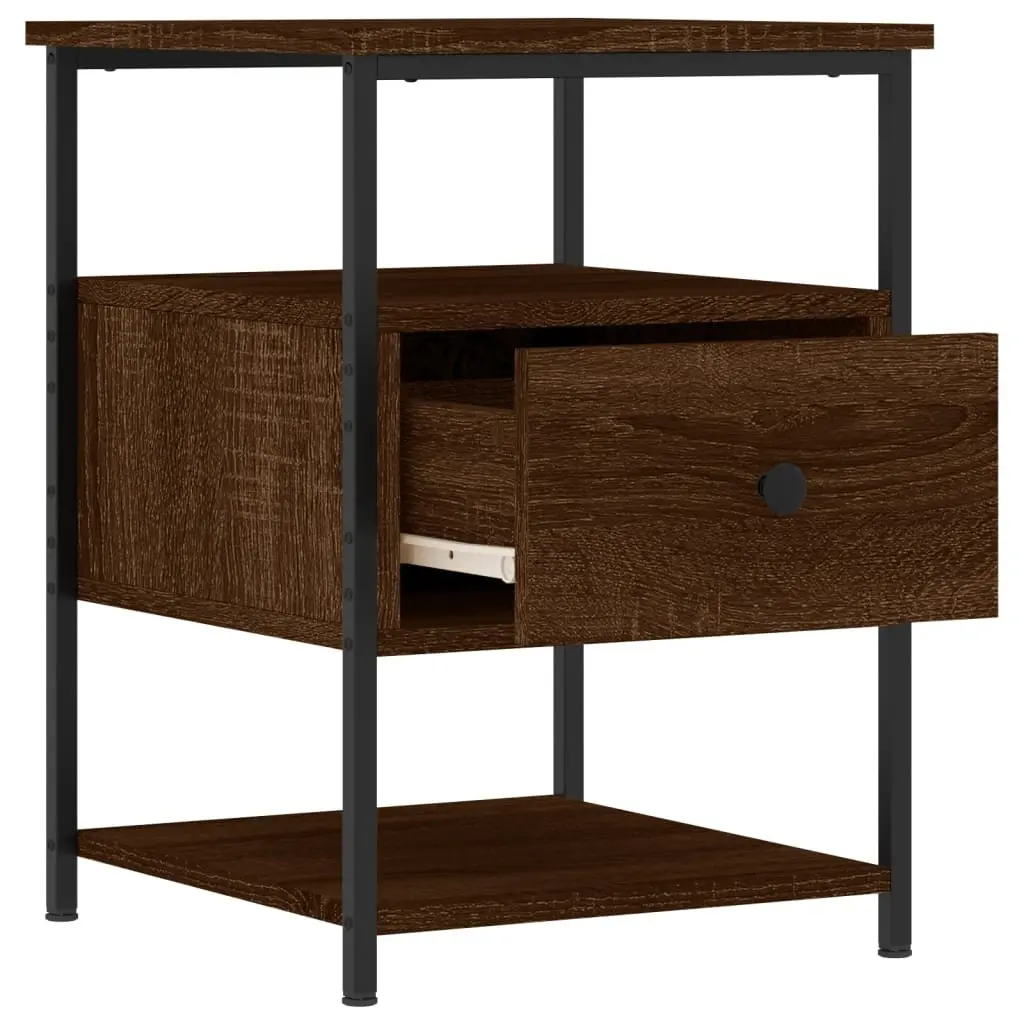 Brown Oak Bedside Cabinets, Set of 2