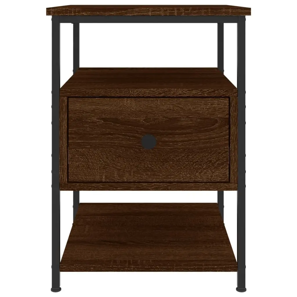Brown Oak Bedside Cabinets, Set of 2