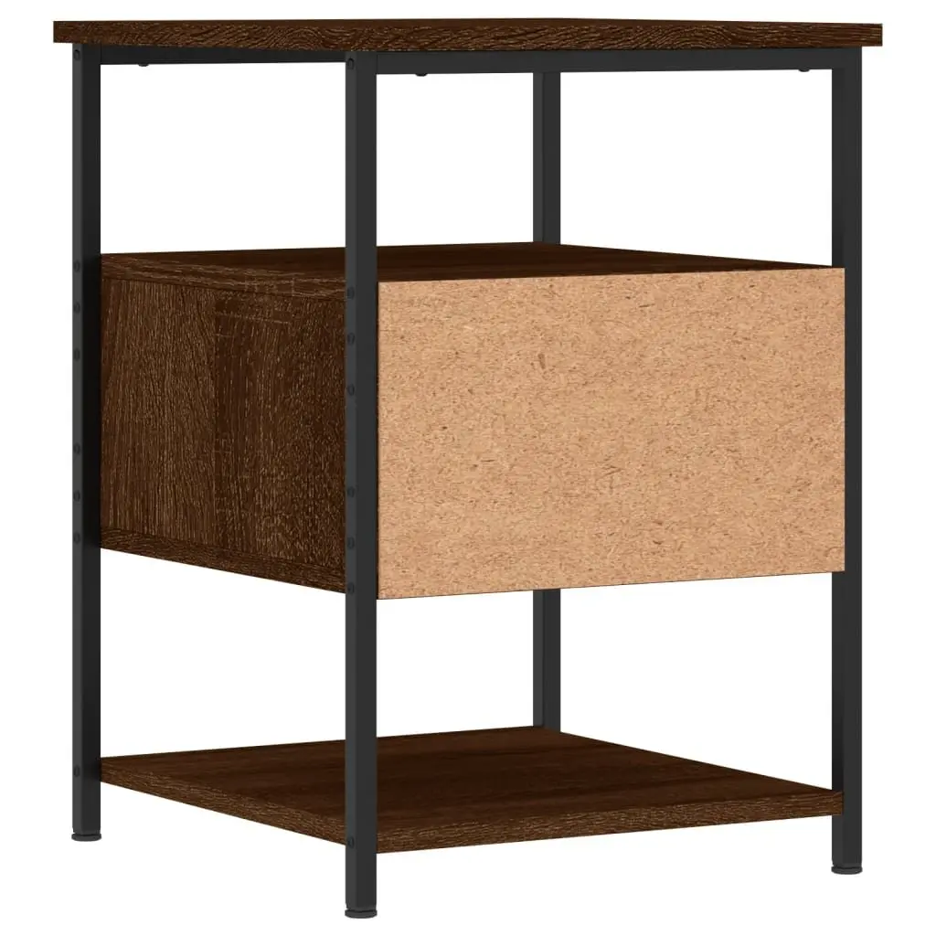 Brown Oak Bedside Cabinets, Set of 2