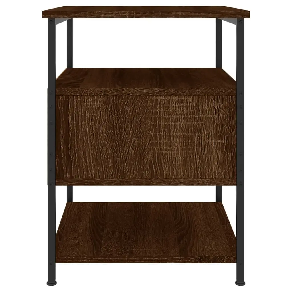 Brown Oak Bedside Cabinets, Set of 2