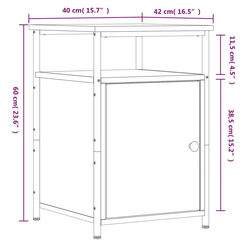 Black Engineered Wood Bedside Cabinets 2 pcs