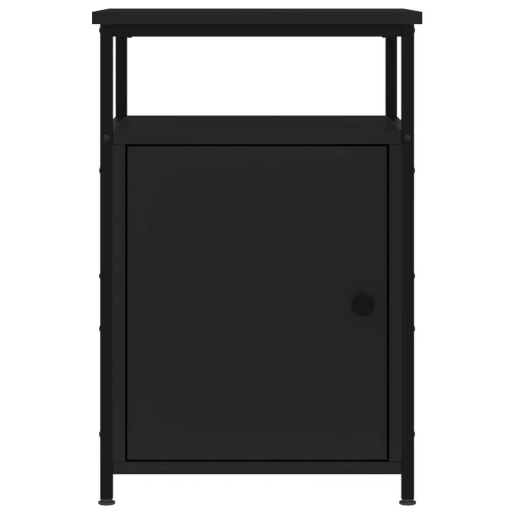 Black Engineered Wood Bedside Cabinets 2 pcs