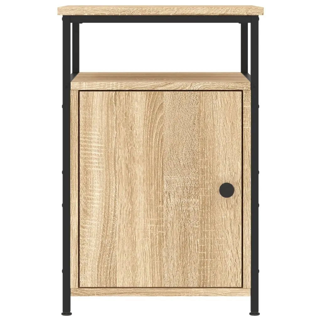 Bedside Tables Engineered Wood Iron Frame Brown 2 Piece