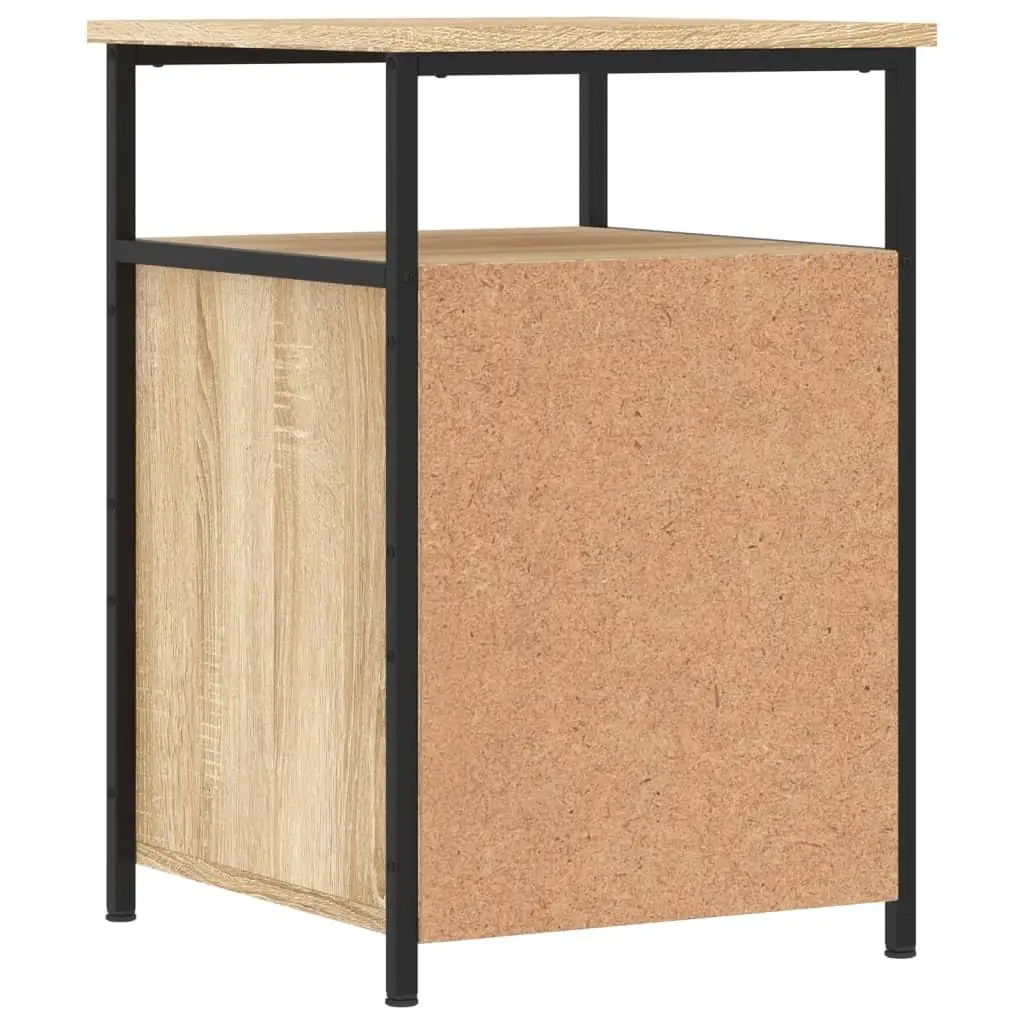 Bedside Tables Engineered Wood Iron Frame Brown 2 Piece