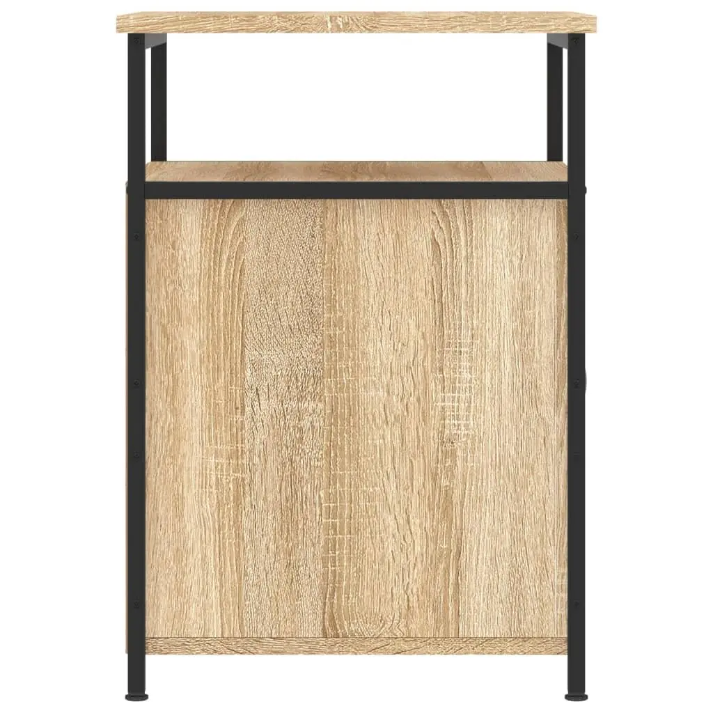 Bedside Tables Engineered Wood Iron Frame Brown 2 Piece