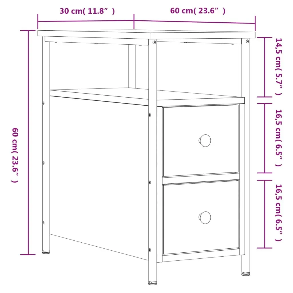 Bedside Cabinets 2 pcs Smoked Oak 30x60x60 cm Engineered Wood Storage