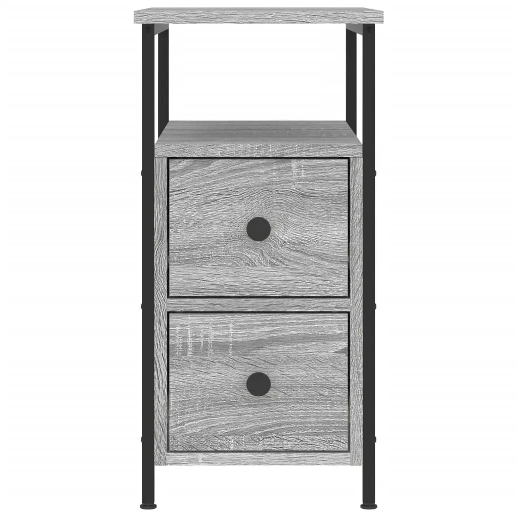 Bedside Cabinets 2 pcs Grey Engineered Wood Bedroom Storage Tables Nightstand